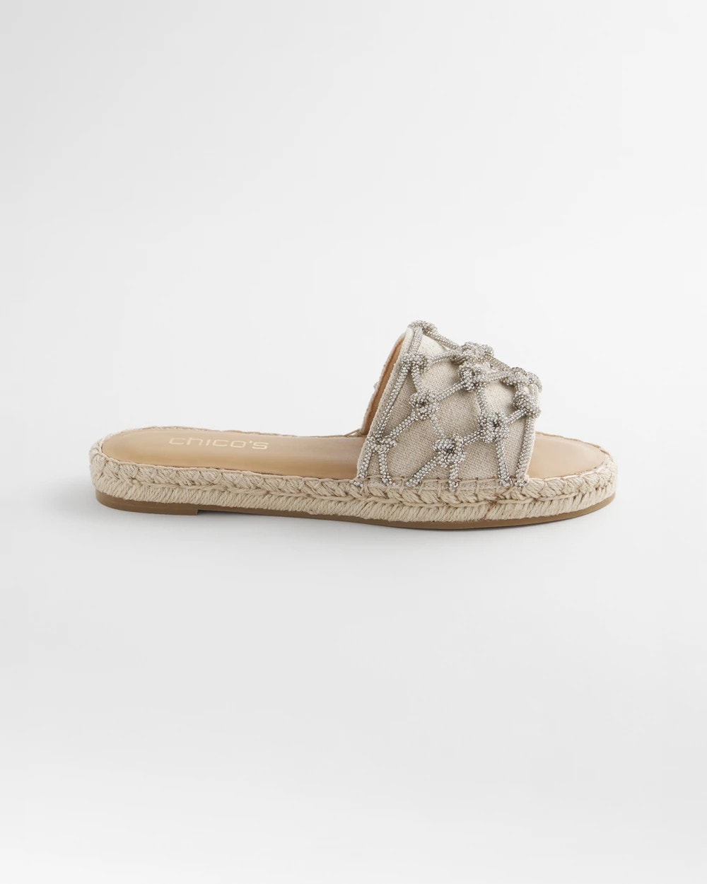 Silver Linen Knotted Espadrille Slides