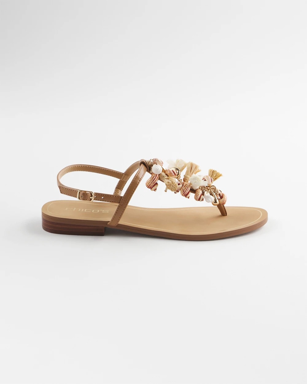 Natural Beach Seashell T-Strap Sandals
