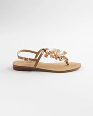 Natural Beach Seashell T-Strap Sandals