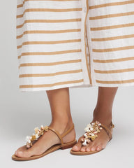 Natural Beach Seashell T-Strap Sandals