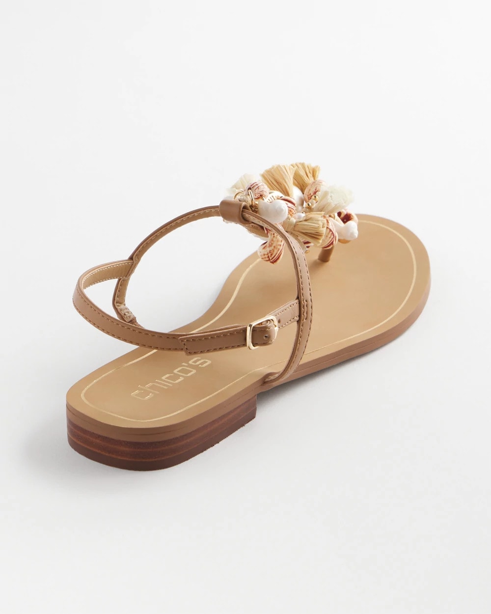 Natural Beach Seashell T-Strap Sandals