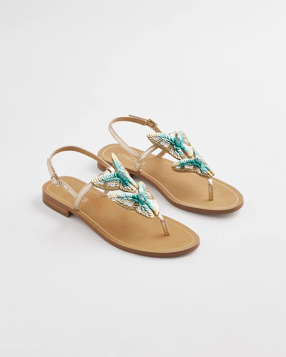 Metallic Multi Butterfly T-Strap Sandal