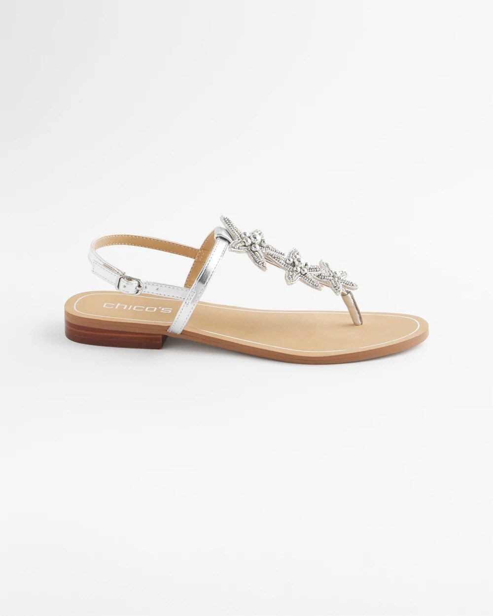 Silver Beach Starfish T-Strap Sandals