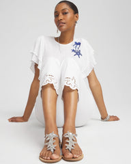 Silver Beach Starfish T-Strap Sandals
