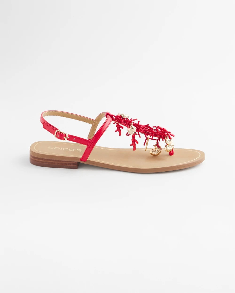 Red Coral Beach T-Strap Sandals