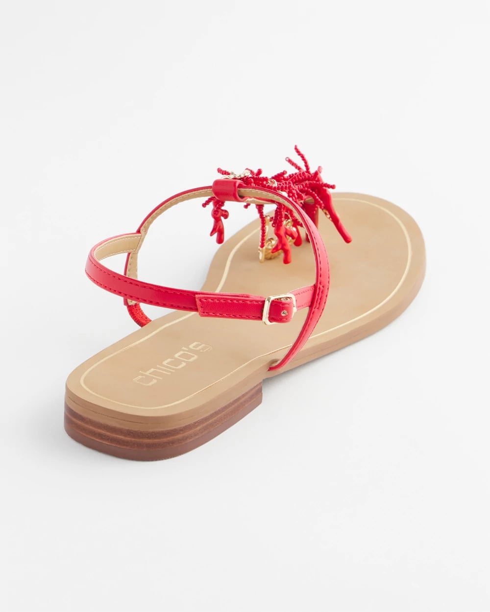 Red Coral Beach T-Strap Sandals