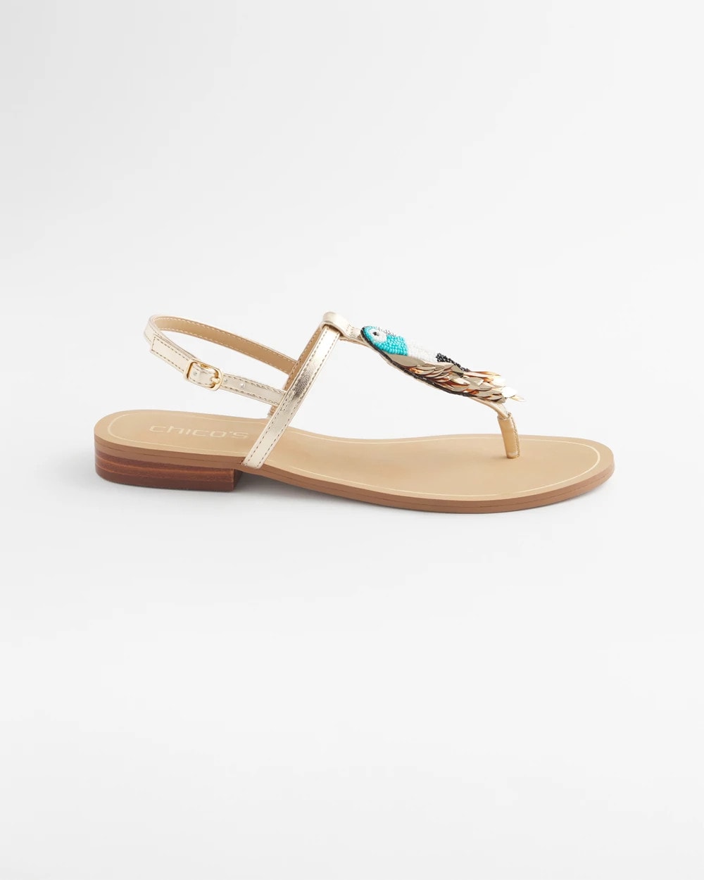Multi Beach Parrot T-Strap Sandals