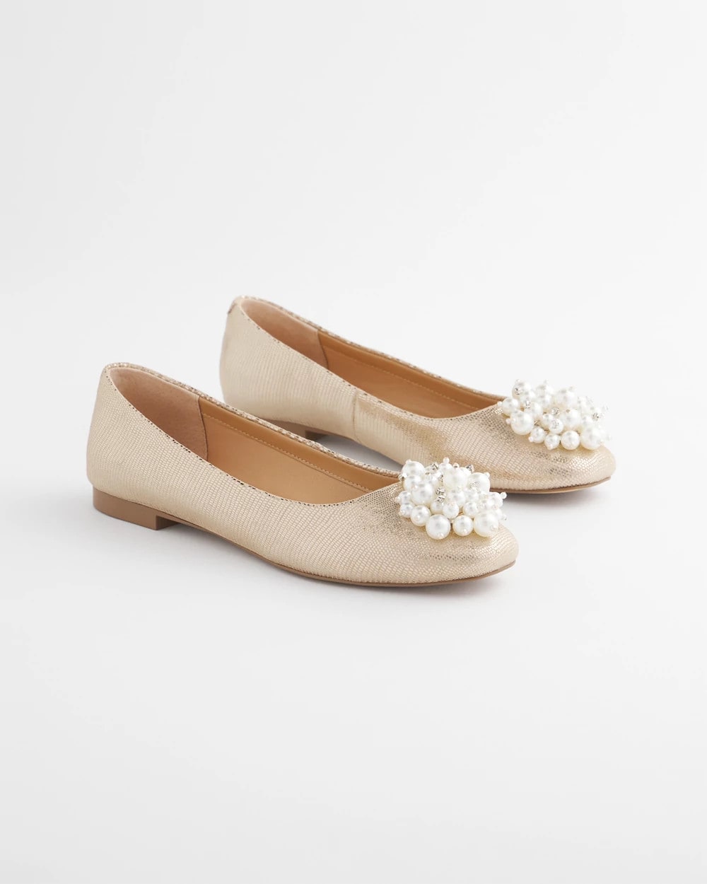 Gold Olympia Pearl Ballet Flats