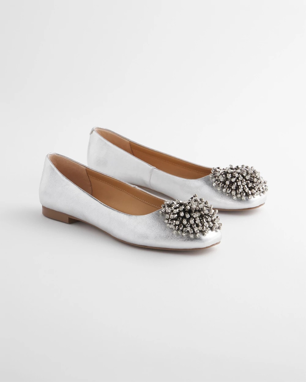 Metallic Omega Beaded Ballet Flats