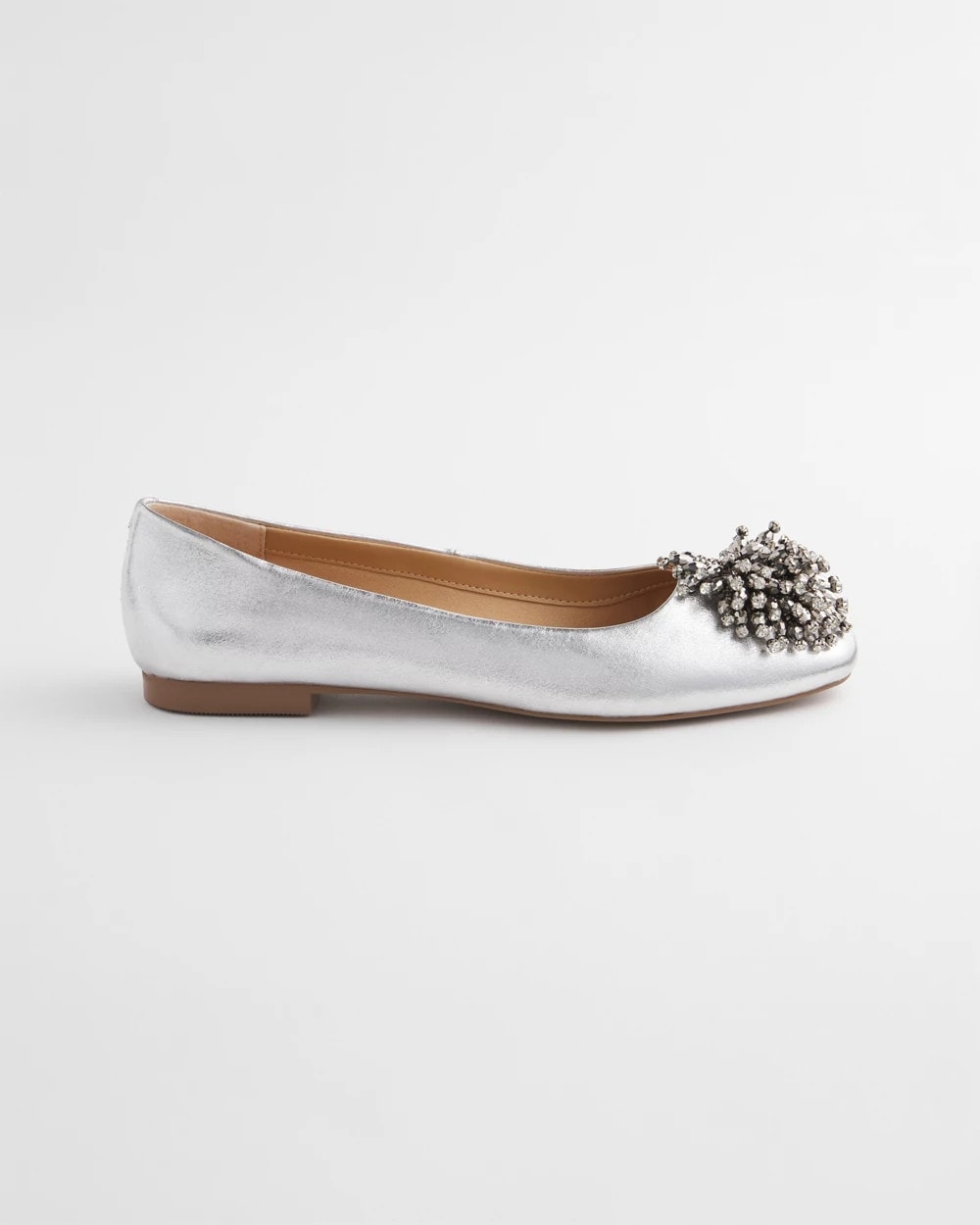Metallic Omega Beaded Ballet Flats