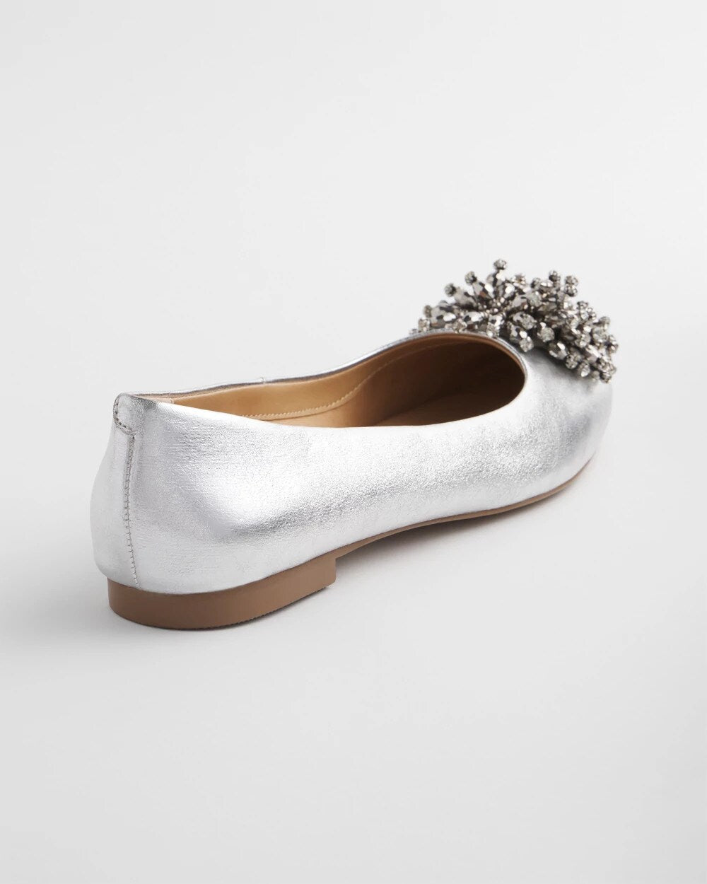 Metallic Omega Beaded Ballet Flats