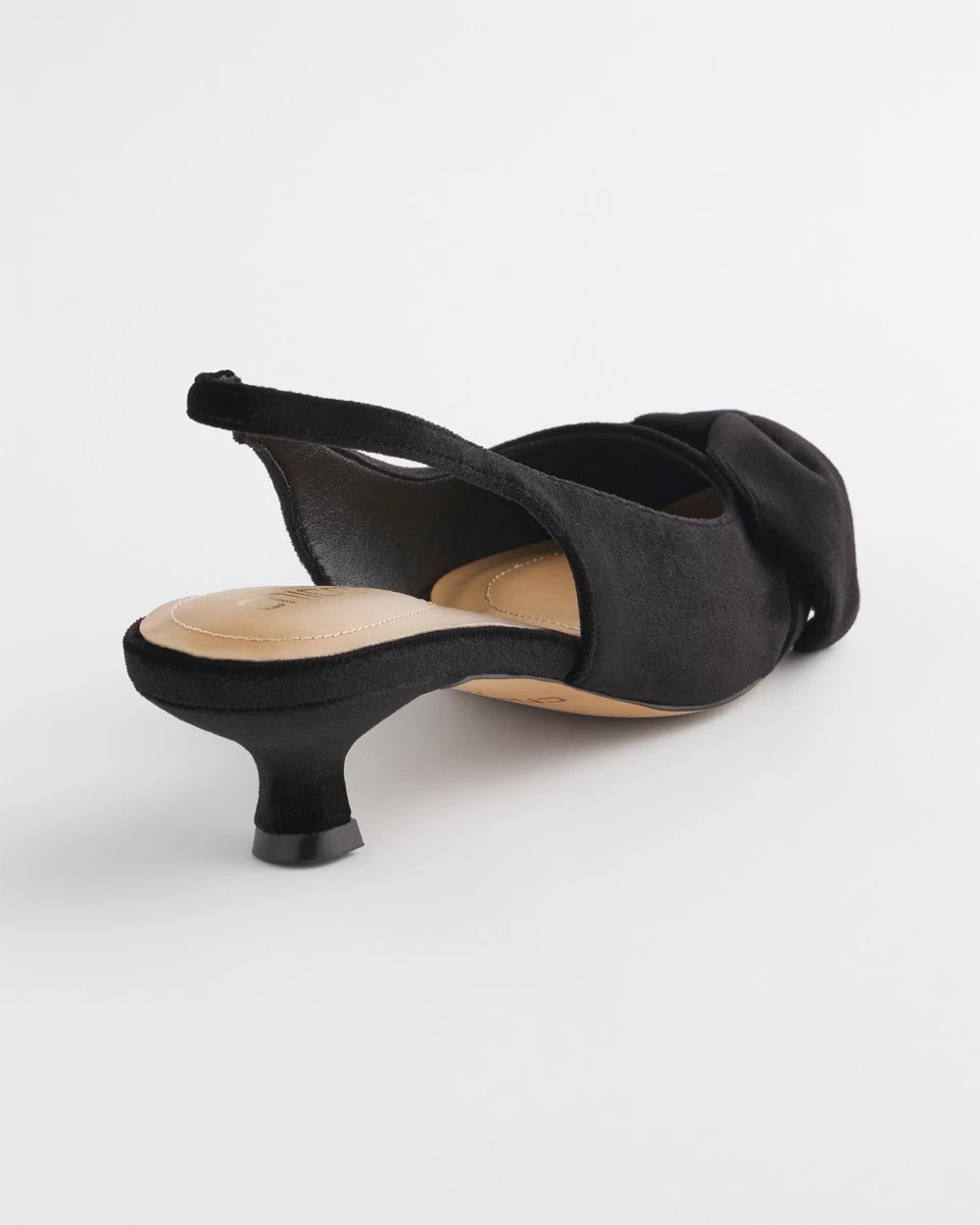 Black Charm Velvet Bow Kitten Heels