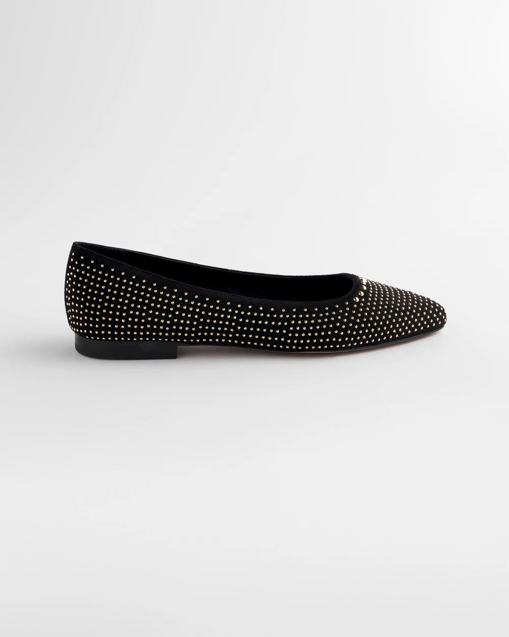 Black Suede Studded Flats