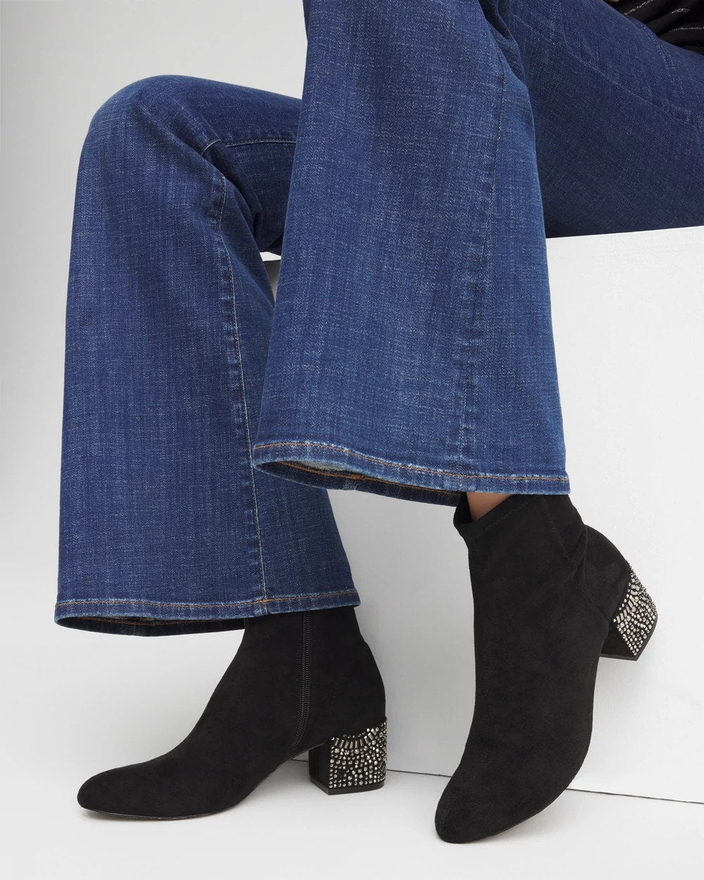 Black Embellished Destiny Art Deco Boot Heels