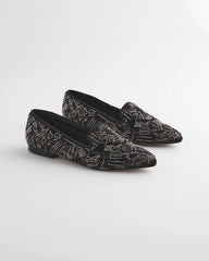 Black Gwyn Art Deco Beaded Flats
