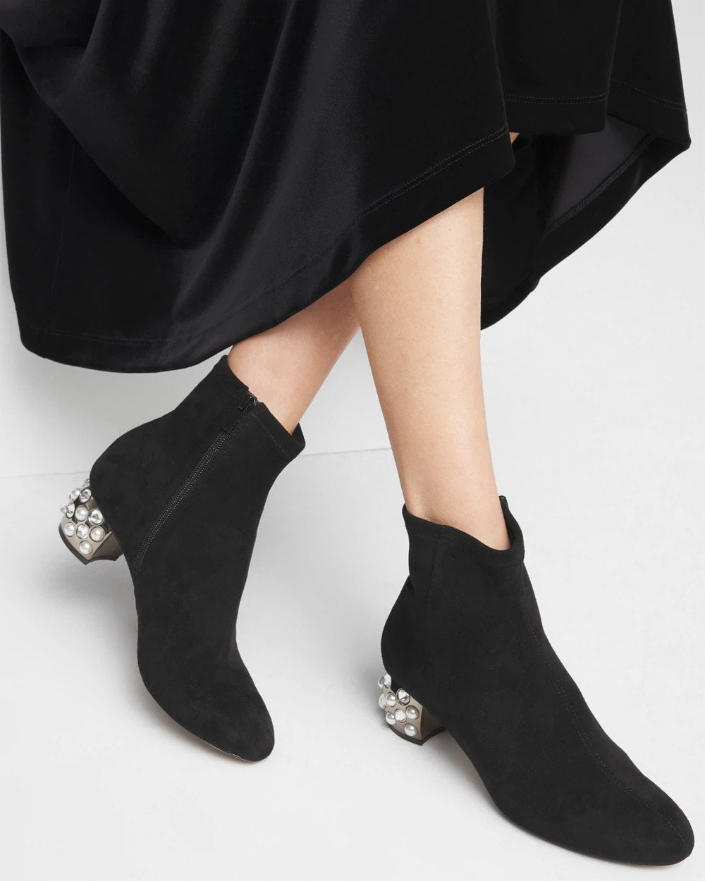 Black Danika Embellished Vegan Suede Boots