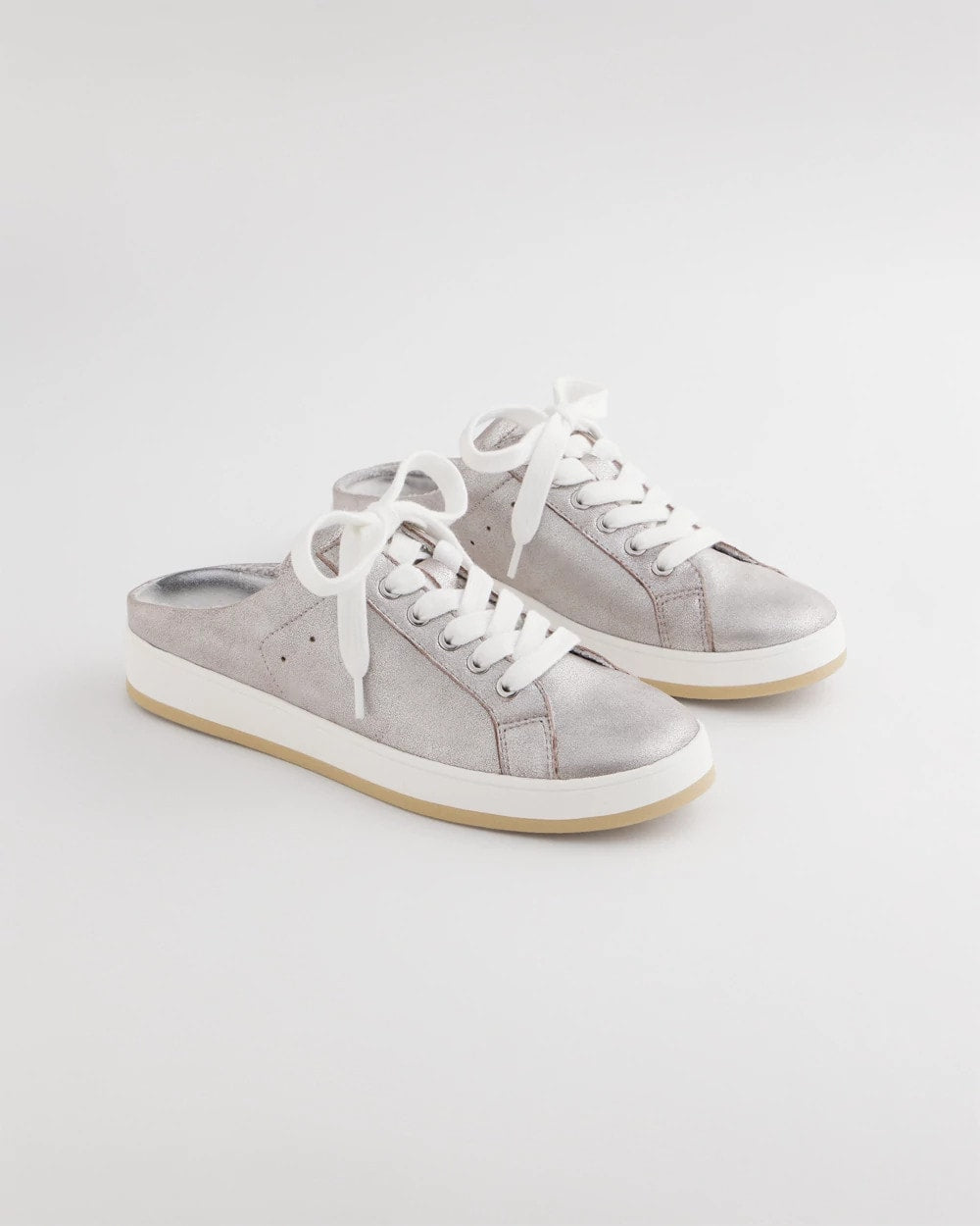 Metallic Silver Metallic Snap Slip-On Sneakers