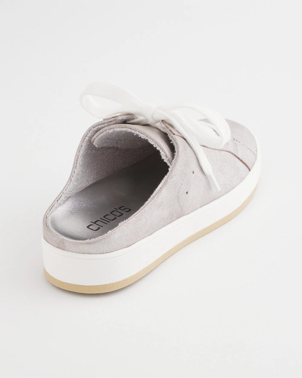 Metallic Silver Metallic Snap Slip-On Sneakers