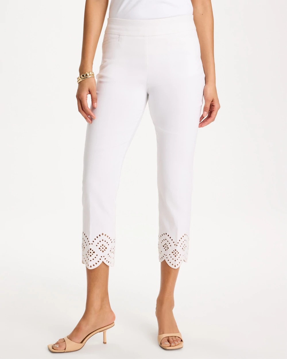 Alabaster Petite Brigitte™ Slim Scalloped Ankle Pants
