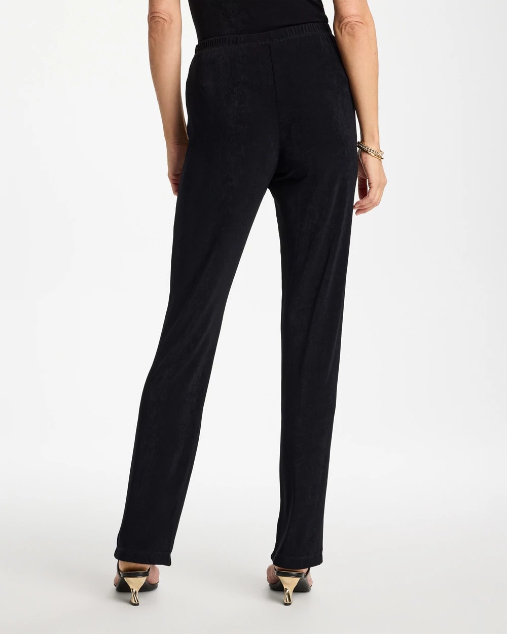 Black Petite Travelers™ Crinkle Textured Pants