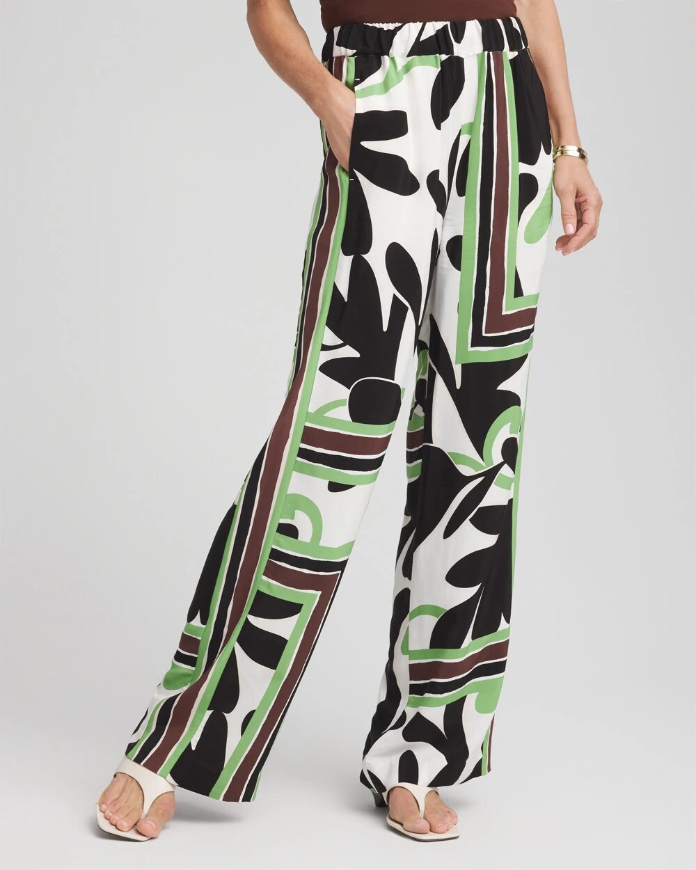 Ecru Printed Silky Soft Pants