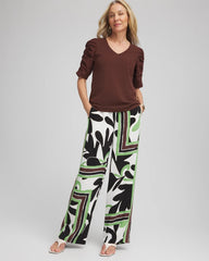 Ecru Printed Silky Soft Pants