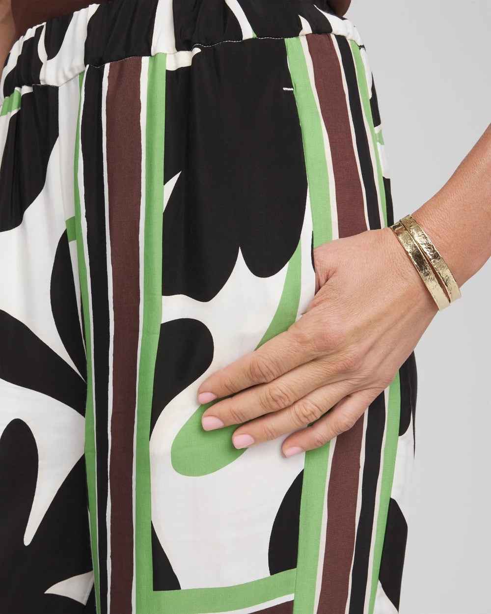 Ecru Printed Silky Soft Pants