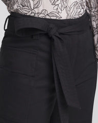 Black Belted Twill Utility Cropped Pants