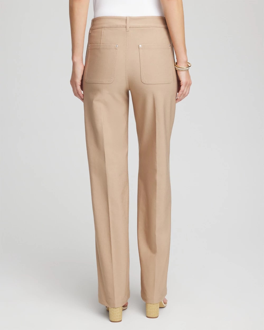 Cattail Brown Petite Cotton Straight-Leg Trousers
