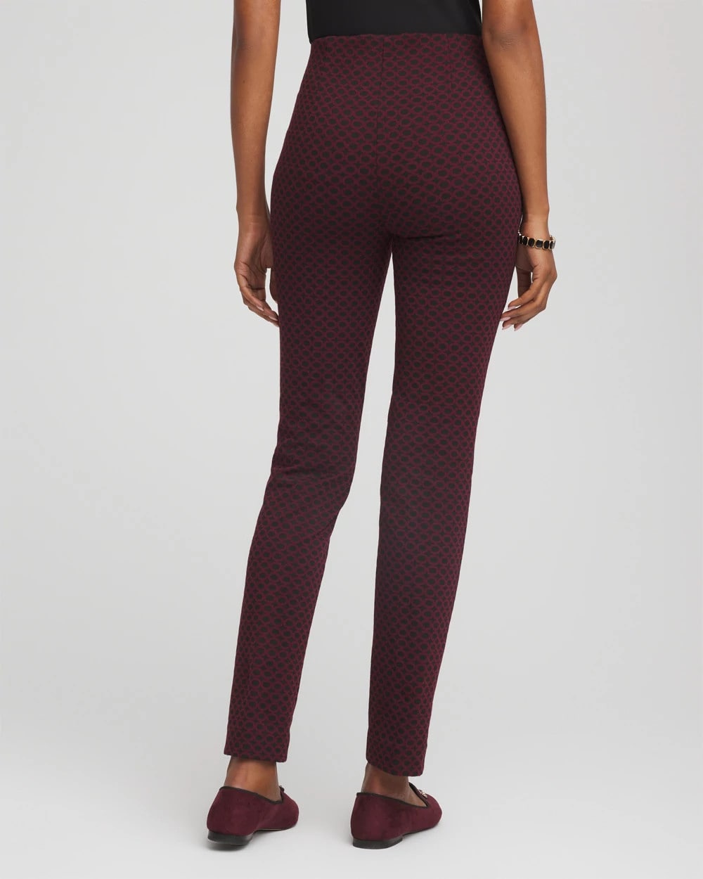 Black Circle Jacquard Juliet Slim Ankle Pants