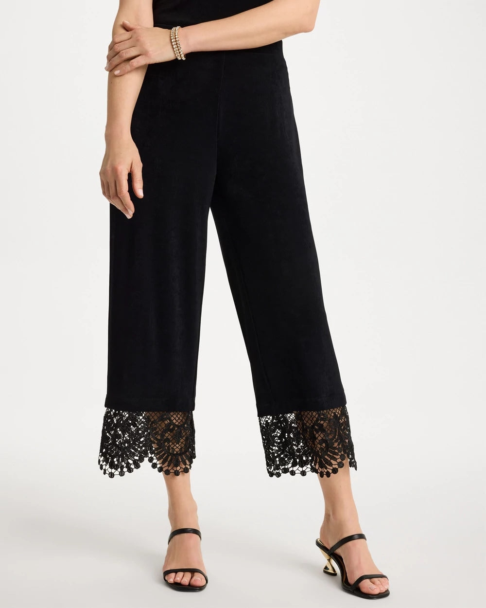 Travelers Black Travelers™ Lace Trim Cropped Pants
