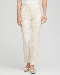 English Cream Juliet Golden Foiled Slim Ankle Pants