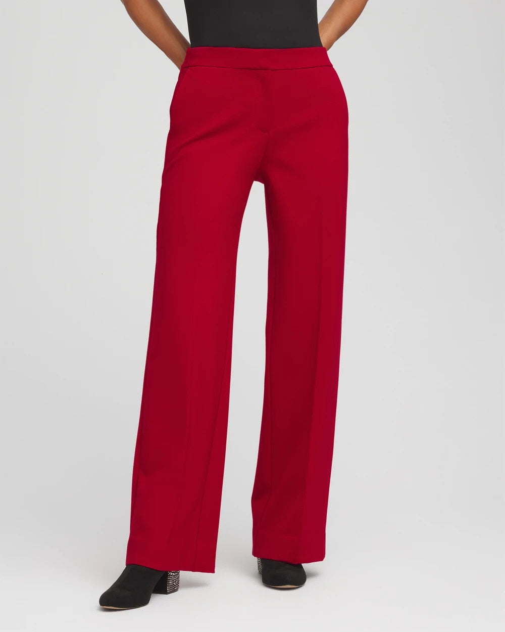 Carmine Red Emme Wide-Leg Trouser Ponte Pants