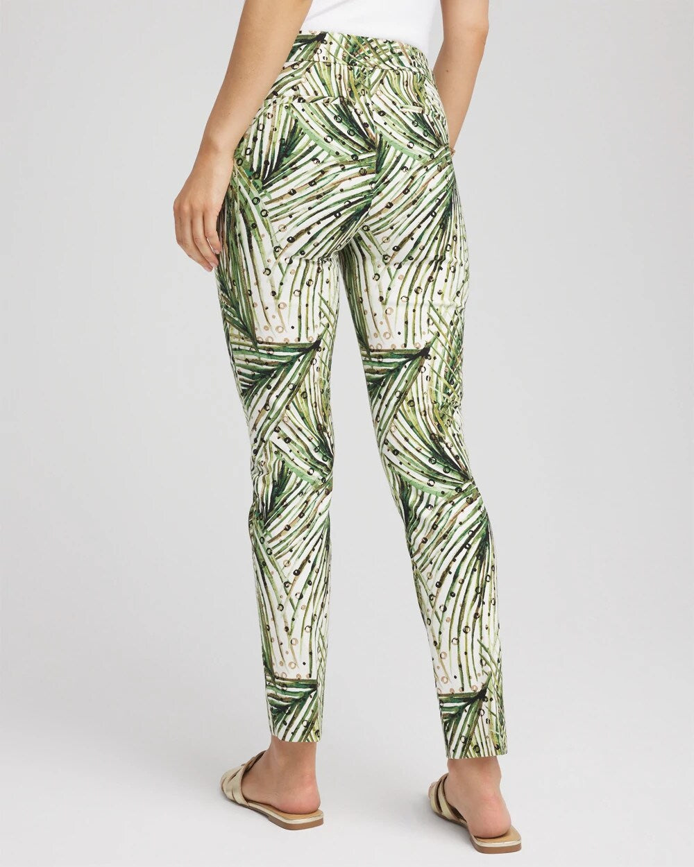 Ecru Brigitte™ Slim Ankle Palm-Print Pants