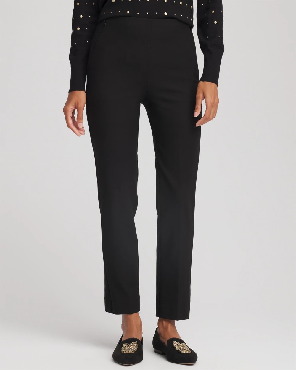 Black Lightweight Juliet Straight Ankle Pants