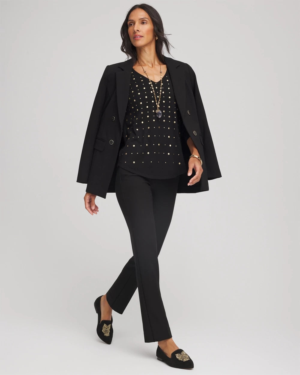Black Lightweight Juliet Straight Ankle Pants