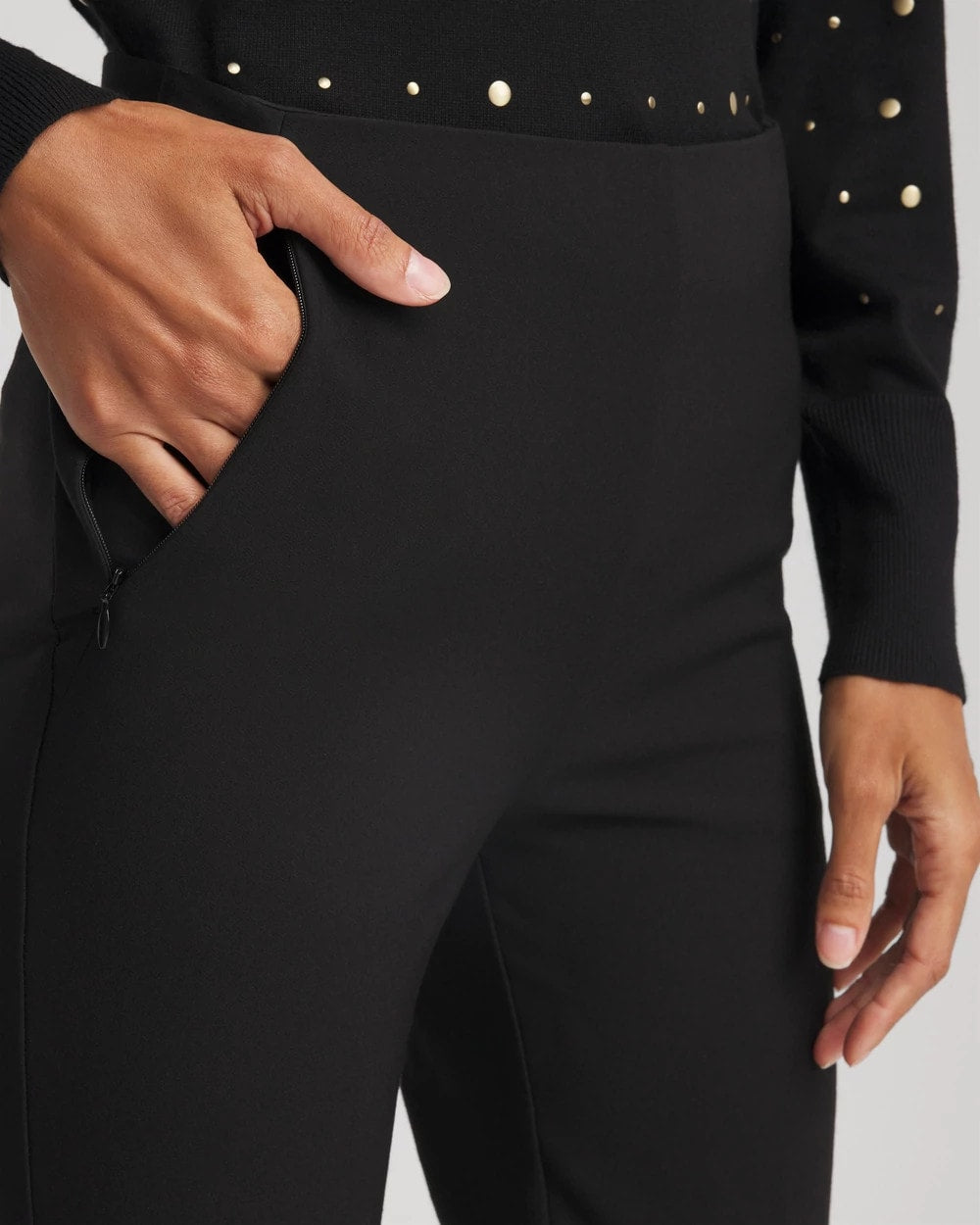 Black Lightweight Juliet Straight Ankle Pants