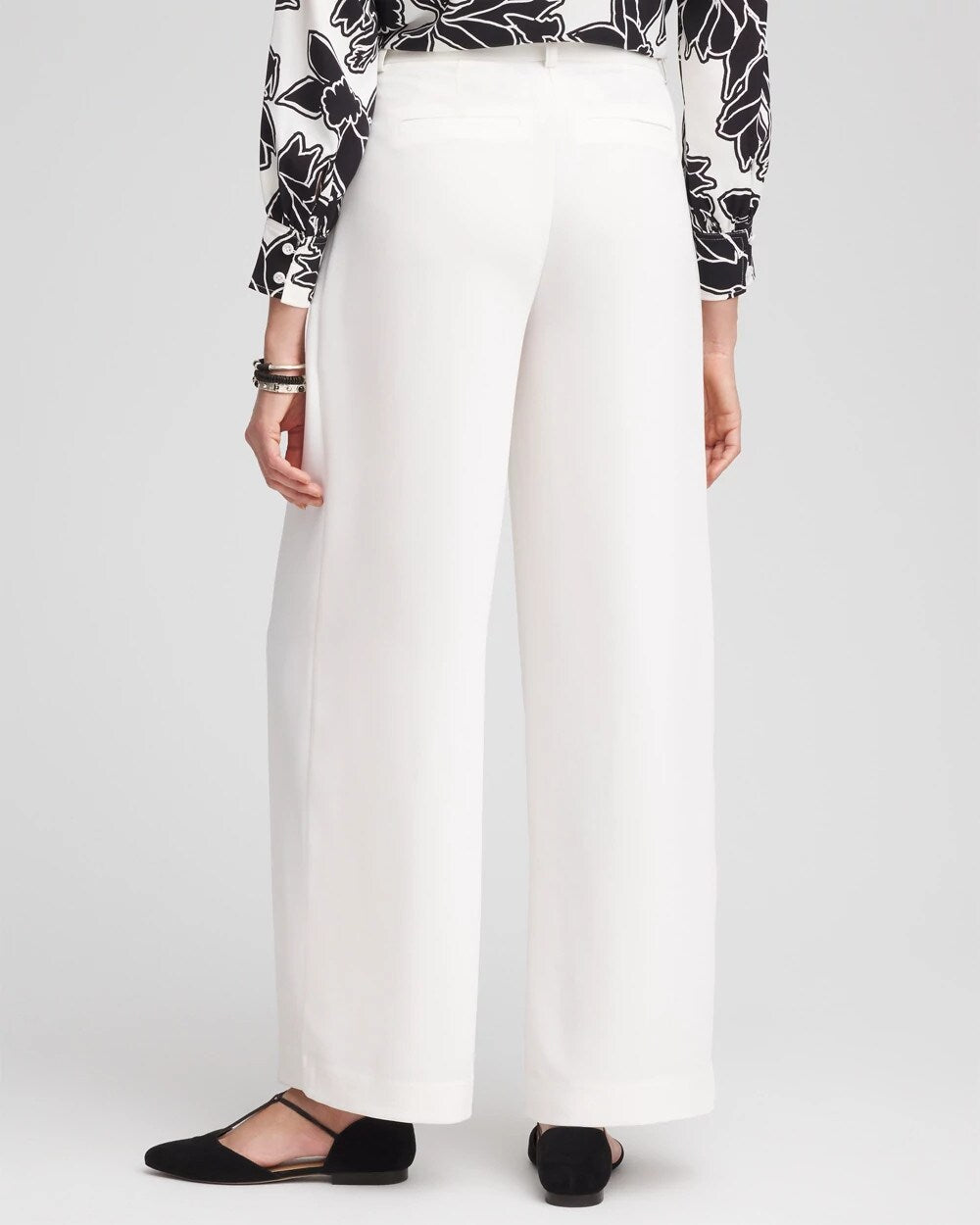 Ecru Crepe Pleated Relaxed Pants