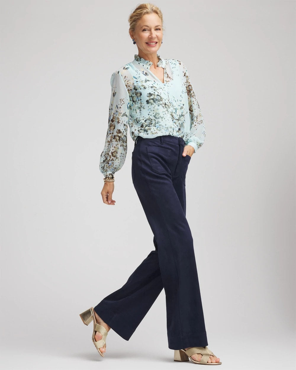 Passport Blue Faux Suede Bootcut Ankle Pants