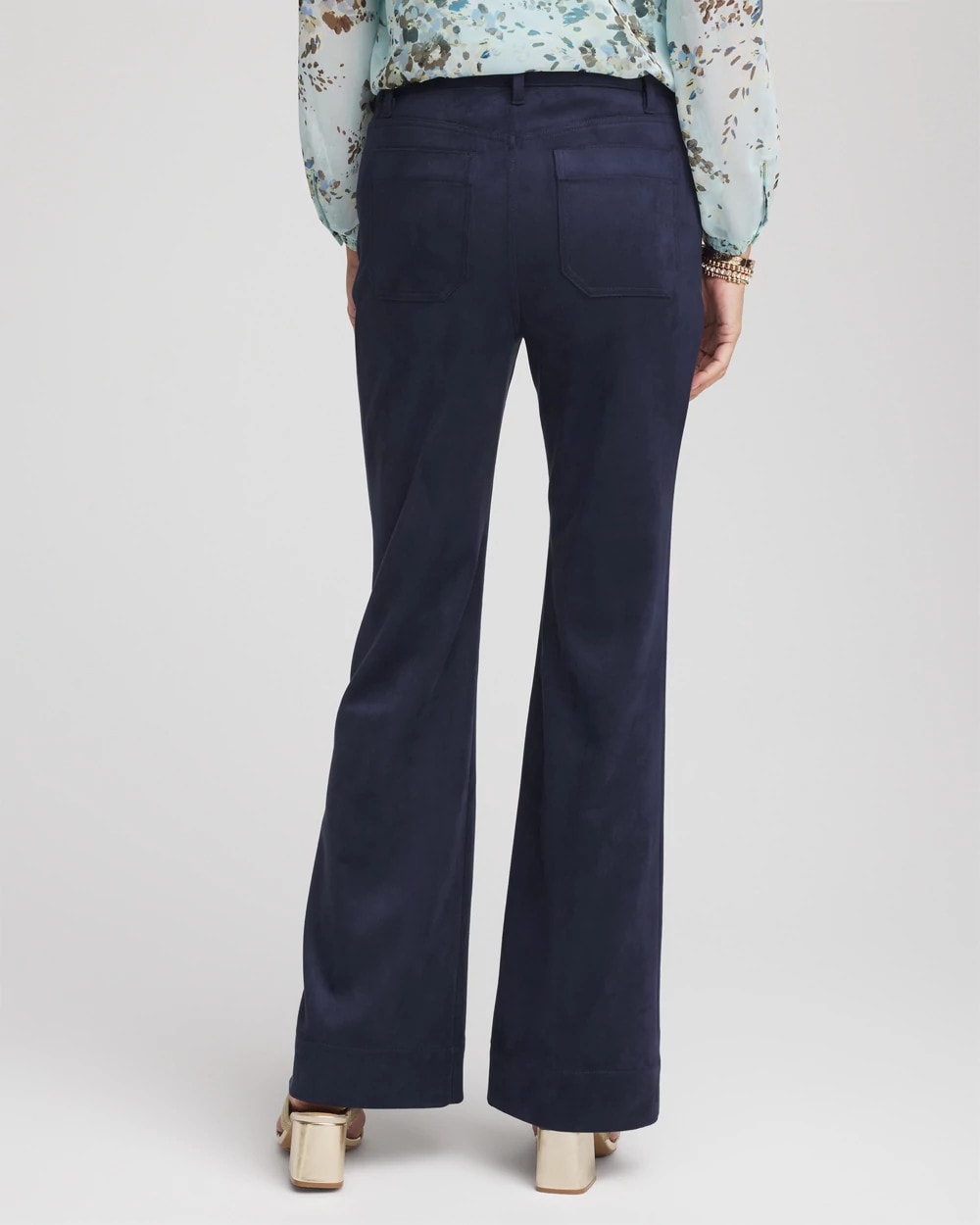 Passport Blue Faux Suede Bootcut Ankle Pants
