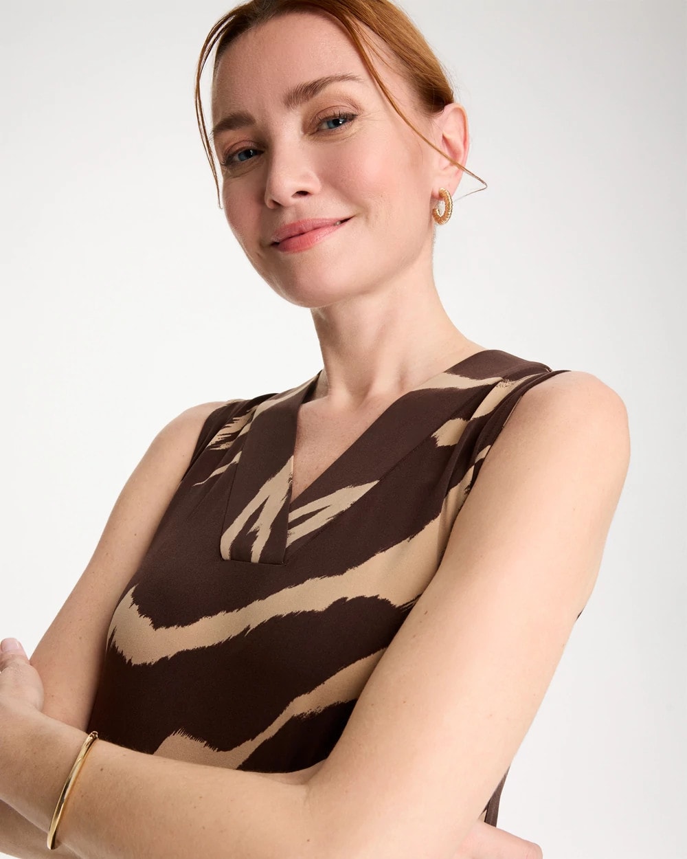 Cocoa Bean Travelers™ Zebra Double V-Neck Maxi Dress