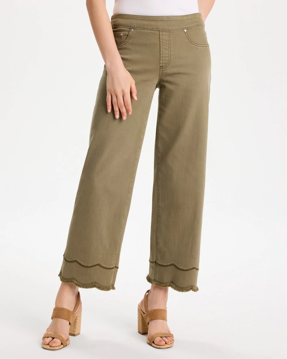 Lichen Scallop Pull-On Wide-Leg Crop Jeans