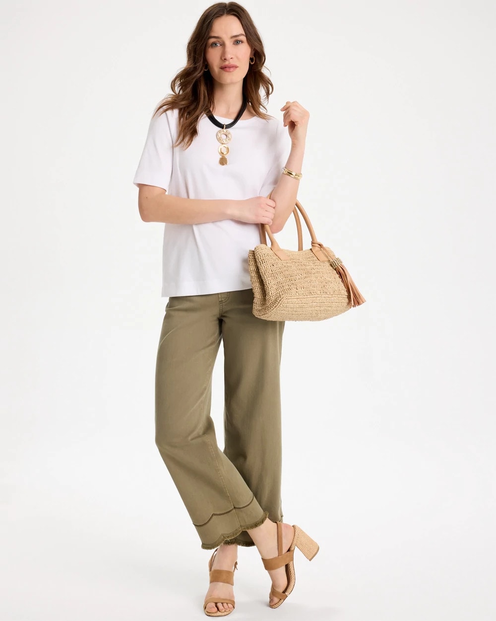 Lichen Scallop Pull-On Wide-Leg Crop Jeans