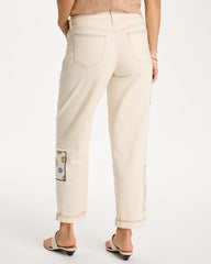 Natural Seeded Patchwork Relaxed Boyfriend Jean