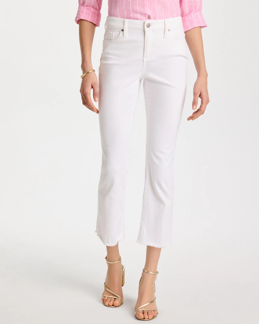 Alabaster Petite No Stain Girlfriend Fray Hem Kick Flare Jeans
