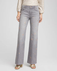 Le Havre Wash Rose Gold Embellished Girlfriend Flared Jeans