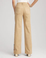 Cafe Aroma Embroidered High-Rise Wide-Leg Jeans
