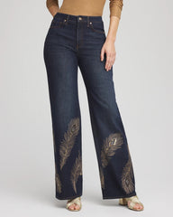 Marconi Indigo Embellished High-Rise Wide-Leg Jeans