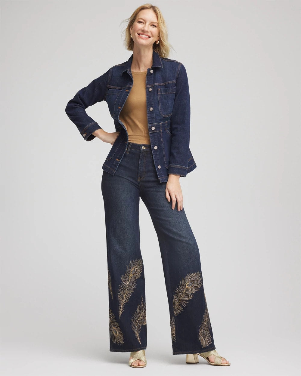 Marconi Indigo Embellished High-Rise Wide-Leg Jeans