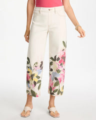 Sea Salt Printed Pull-On Wide Crop Jeans